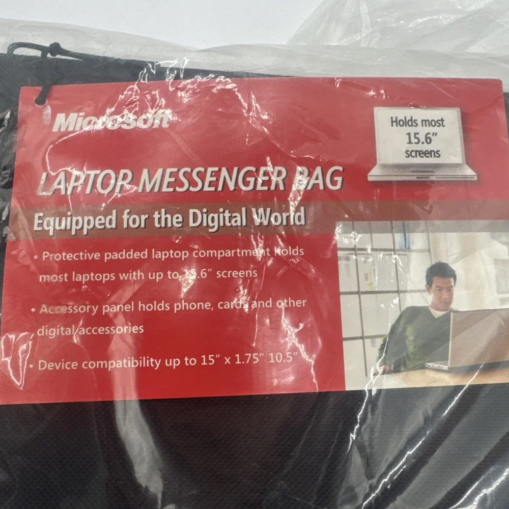 Vintage New 2000s Microsoft Windows Laptop Messenger Bag Black Computer Case